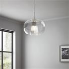 Pendant Ceiling Light Clear Plastic Dome Shade Chrome Effect Adjustable Height