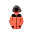Kids Ski Jacket Hooded Padded Breathable Zip Water-Resistant Orange 9-10 Years
