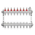 Underfloor Heating Manifold 8 Port Stainless Steel Push-Fit Connection Lowfit