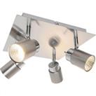 LED Ceiling Spotlight 4 Way Warm White Square Nickel Effect Kitchen Bar 13W