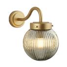 Outdoor Wall Light Fixed Satin Gold Green Glass Shade Dimmable Weatherproof
