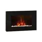 Electric Fireplace Wall Mounted Log Flame Effect Remote Control Black Glass 2kW