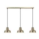Pendant Ceiling Light 3 Lamp LED Metal Satin Gold Rectangular Industrial