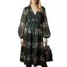 Ted Baker Womens Dress Dark Green Long Sleeve Midi Floral Formal Casual Large