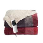 Velvety Electric Heated Throw Grey and Red Check 135 x 180cm