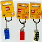 Lego Gold, Red and Blue 2x4 Stud Brick Keyring / Keychain - Triple Pack