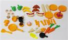 LEGO pieces food hot dogs knives forks croissant carrots plates ice cream bread