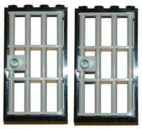 LEGO barred door gate 1x4x6 black grey x2 for castle prison dungeon jail bars