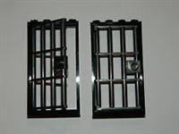 LEGO barred door gate 1x4x6 black dark grey x2 castle prison dungeon jail bars