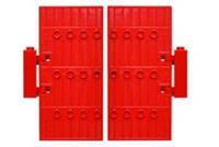 LEGO Stockade door gate 1x5x8.5 RED x2 with hinges castle dungeon large