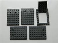 LEGO trap door gate 6x8 4x6 DARK GREY (pack of 5) hinges castle dungeon plate