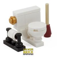 Toilet - Bathroom Toilet WC lavatory - Loo Roll, Plunger/Brush | All parts LEGO