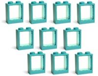 LEGO windows (pack of 10) small 2x2 Turquoise BLUE + glass for house BRAND NEW *