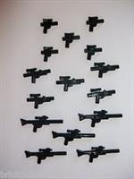 LEGO BLACK MINIFIG STAR WARS GUNS X 15 NEW LARGE MEDIUM & SMALL