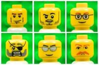 Lego Male Yellow HEADS [x6] for minifigures boy man beard mustache # NEW # LOT-A