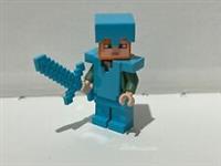 LEGO MINECRAFT ALEX IN FULL DIAMOND ARMOUR FROM SET 21137 (min051)
