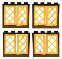 LEGO Castle Window (Pack of 4) Black 3x4 with Gold Diamond Lattice Shutter Pane