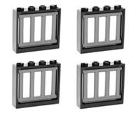 😀 LEGO windows (pack of 4) BLACK BARRED Bars Police Jail Prison Cell Castle
