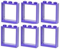 LEGO windows with glass PURPLE (pack of 6) 3x3 BRAND NEW house bus train