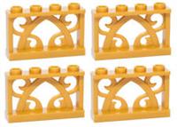 £ LEGO PEARL GOLD Ornamental Fence (pack x4) castle palace window barred 2x4