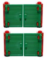 Lego 2 SETS 4x2 GREEN Saloon Swinging Doors RED Hinge Clips Houses Buildings