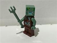 LEGO MINECRAFT DROWNED ZOMBIE + TRIDENT FROM SET 21178 (min088)