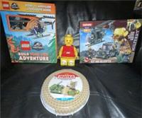 JURASSIC WORLD LEGO AND BOOK NEW WITH MILITARY BRICK SET 100% COMPLETE