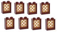 LEGO castle windows (pack of 8) small brown 2x2 w/GOLD Lattice Diamond House NEW