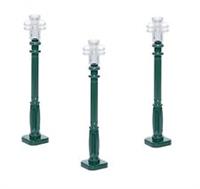 LEGO Street Lamps 3x post lamps dark green clear glass park train station New