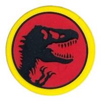 Lego Tile, Round 2 x 2 Black Dinosaur (Jurassic Park Logo) Pattern 14769pb614