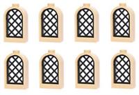 😀 LEGO Window (pack x8) arched small TAN, Black Lattice Castle Knight [+]