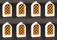 ? LEGO Windows (pack x8) arched small WHITE, Gold Lattice Castle Knight [+]