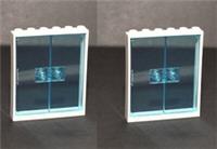 😀 LEGO [x2 Sets] Large Double Door 6x6 White + Trans Blue Panes, Police Train