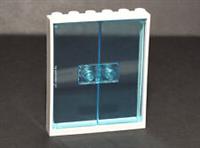 😀 LEGO Large Double Door 6x6 White with 2x 3x6 Trans Blue Panes, Police Train