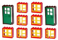 LEGO windows + doors (pack of 10) THICK 2x4x3 Red Brown Yellow BRAND NEW [P]