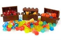 LEGO Treasure Chest x3 + 35 jewels coins gold goblets brown trunk castle [P]