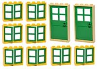 😀 LEGO windows + doors for house [Pack x10] SLIM Tan Yellow BRAND NEW 1x4x3 A