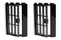 😀 LEGO 2x CORNER Barred Doors for Castle Prison Dungeon Police 4x4x6 Black A