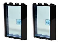 ? LEGO 2x CORNER doors and frames for Police 4x4x6 Black Transparent Blue A