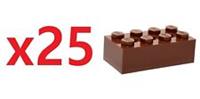 😀 LEGO Bricks 2x4 (pack of 25) # BROWN # with Technic axle holes Brand New A