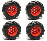 😀 LEGO Technic Set 4x Large Red Wheels + Tractor Tyres 56 x 26 mm NEW LEGO 😀