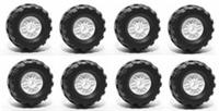 😀 LEGO TECHNIC White WHEELS set x8 + Tyres 37 x 18R