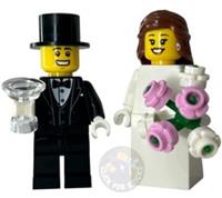 LEGO Bride + Groom Wedding Minifigures Suit Dress Bouquet Glass Engagment New 💍