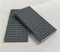 2 x Dark Bluish Grey LEGO 8 x 16 Bricks