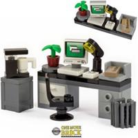 Office Desk with Computer, Keyboard, Letter, Coffee | Kit Made With Real LEGO
