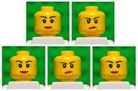 Lego HEADS dual sided # pack of 5 girl princess woman female lips #1761 03-08