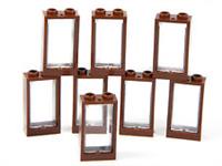LEGO windows (pack of 8) small 3x2 BROWN with glass for house 2x3 BRAND NEW