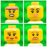 Lego Female Yellow HEADS [x4] for minifigures girl woman smile lips # NEW # 4p3