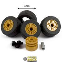 Large Tires Pack of 4 - GOLD - Big tyres & wheels (3cm) | All parts LEGO