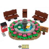Park Set with benches, pond, garden, & bins | All parts LEGO